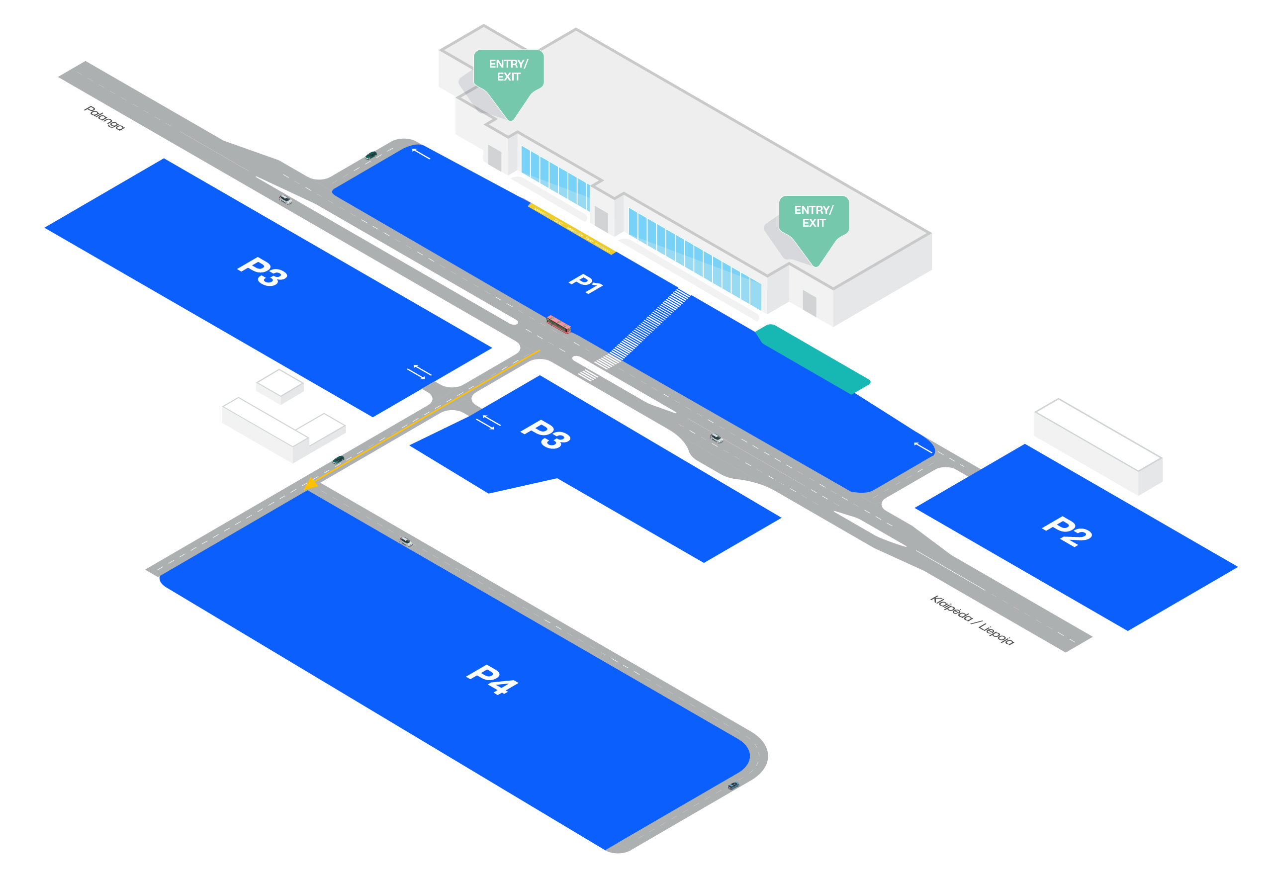 Palanga Airport (PLQ) terminal plan, UNIPARK parking lots.